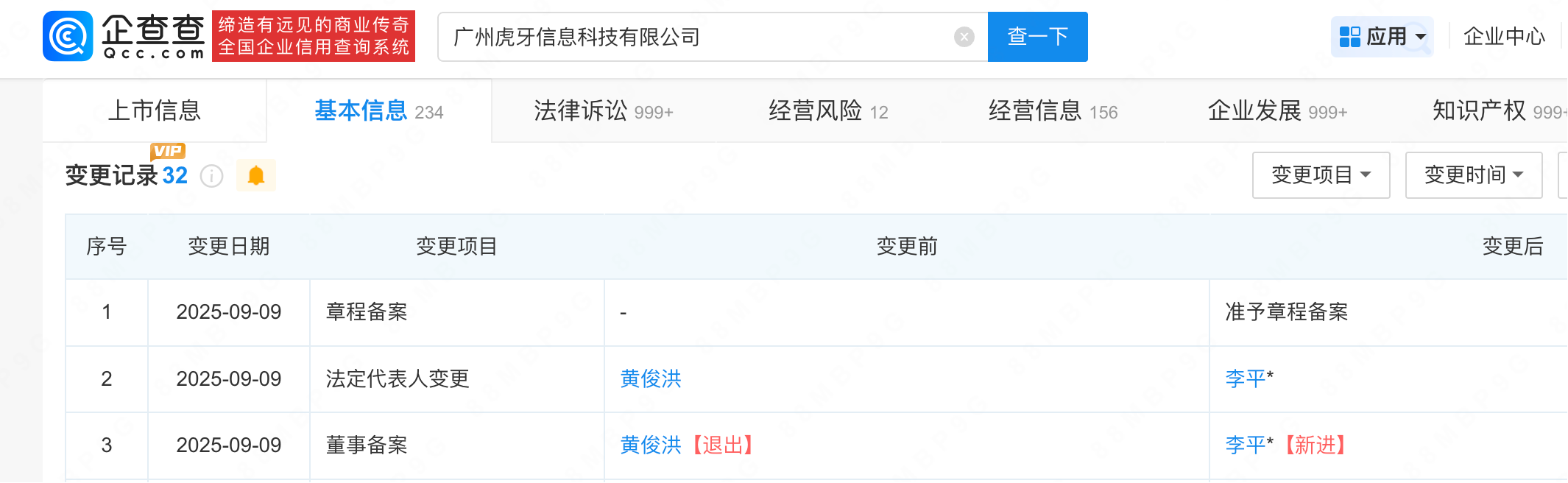 虎牙直播因违规内容被罚后完成管理层更迭：法定代表人由黄俊洪变更为李平(图2)